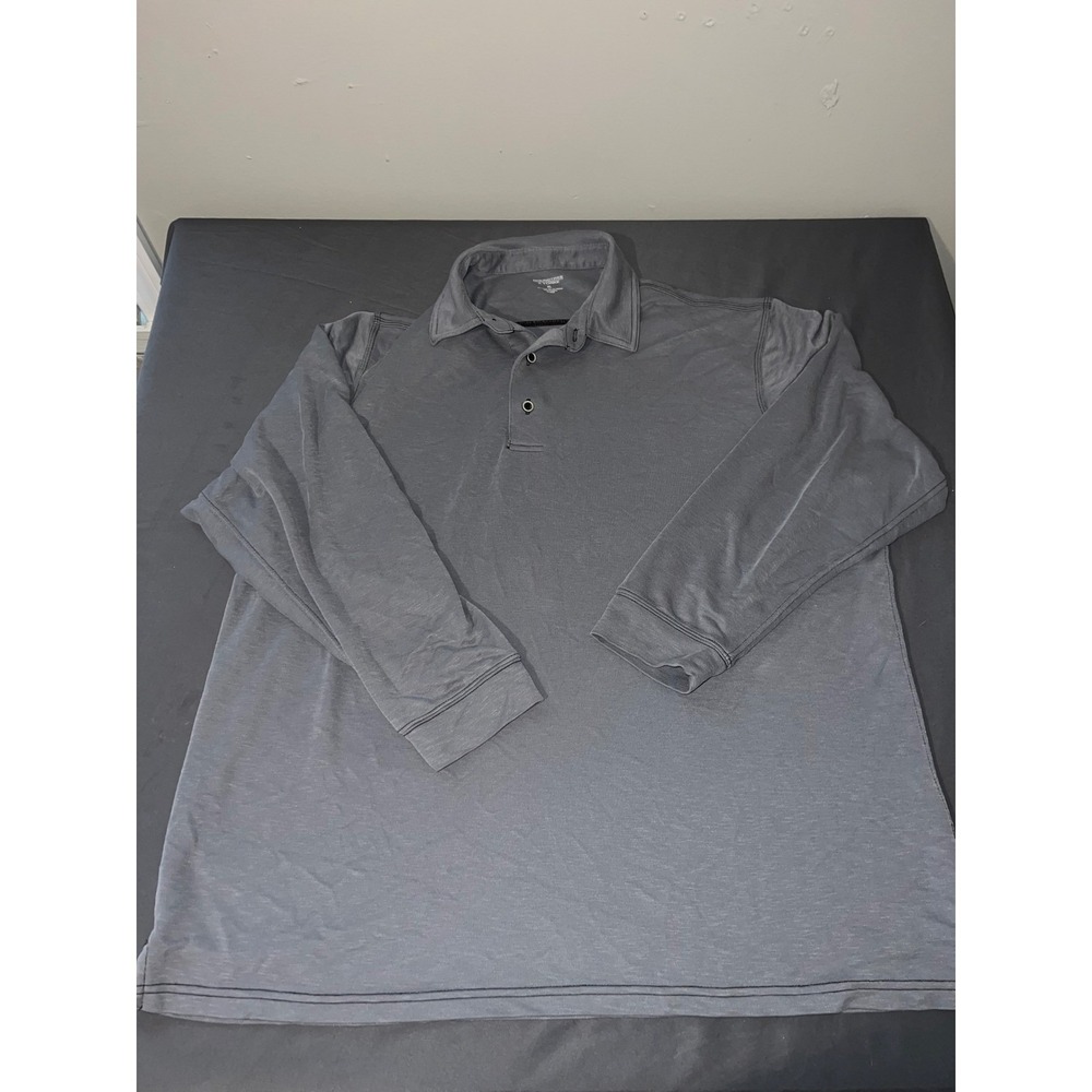 Roundtree & Yorke Mens‎ XL Gray Long Sleeve Polo Shirt Modal Blend Charcoal XL